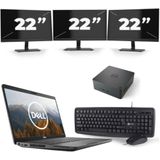 Dell Latitude 5501 - Intel Core i5-9e Generatie - 15 inch - 16GB RAM - 256GB SSD - Windows 11 Home + 3x 22 inch Monitor Nette Staat