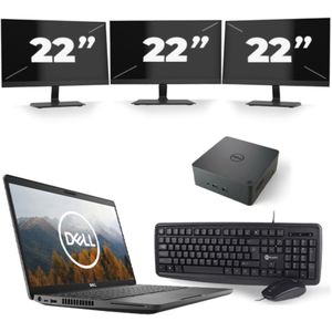 Dell Latitude 5501 - Intel Core i5-9e Generatie - 15 inch - 16GB RAM - 256GB SSD - Windows 11 Home + 3x 22 inch Monitor Nette Staat