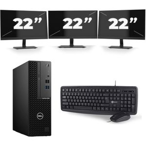 Dell Optiplex 3080 Micro USFF - Intel Core i5-10e Generatie - 16GB RAM - 256GB SSD - Windows 11 + 3x 22 inch Monitor Nette Staat