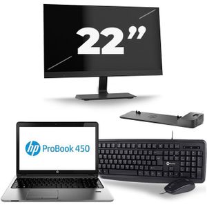 HP ProBook 450 G2 - Intel Core i3-4e Generatie - 15 inch - 8GB RAM - 256GB SSD - Windows 11 + 1x 22 inch Monitor Nette Staat