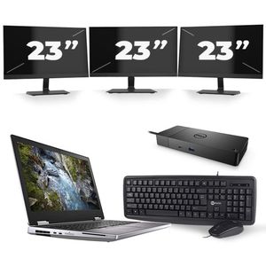 Dell Precision 7540 - Intel Core i7-9e Generatie - 15 inch - 16GB RAM - 512GB SSD - Windows 11 + 3x 23 inch Monitor Zichtbaar gebruikt