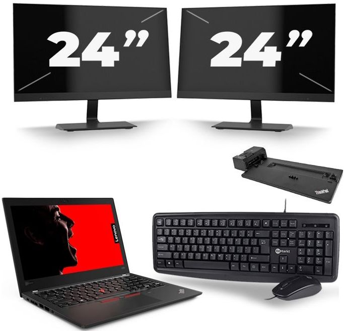 Lenovo ThinkPad X280 - Intel Core i7-8e Generatie - 12 inch - 8GB RAM - 512GB SSD - Windows 11 + 2x 24 inch Monitor Zichtbaar gebruikt