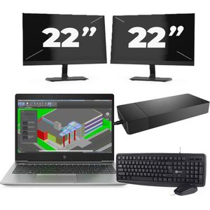 HP ZBook 14u G5 - Intel Core i7-8e Generatie - 14 inch - 16GB RAM - 256GB SSD - Windows 11 + 2x 22 inch Monitor Nette Staat