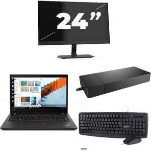 Lenovo ThinkPad T14 Gen 2 - Intel Core i5-11e Generatie - 14 inch - 16GB RAM - 256GB SSD - Windows 11 Home + 1x 24 inch Monitor Nette Staat