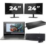 HP Zbook Studio G8 - Intel Core i7-11e Generatie - 15 inch - 16GB RAM - 256GB SSD - Windows 11 Home + 2x 24 inch Monitor Nette Staat