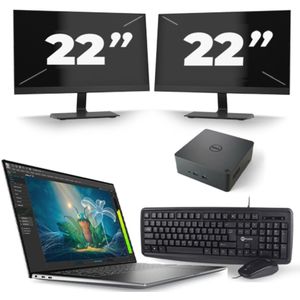 Dell Precision 5570 - Intel Core i7-12e Generatie - 15 inch - 16GB RAM - 256GB SSD - Windows 11 Home + 2x 22 inch Monitor Nette Staat