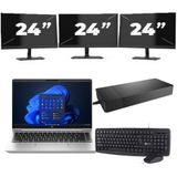 HP ProBook 440 G10 - Intel Core i3-13e Generatie - 14 inch - 16GB RAM - 256GB SSD - Windows 11 Home + 3x 24 inch Monitor Nette Staat