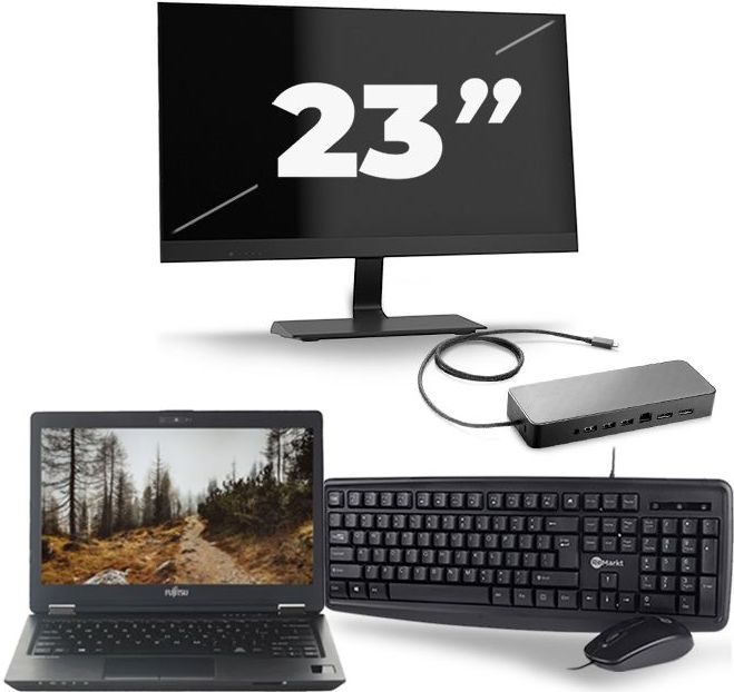 Fujitsu LifeBook U727 - Intel Core i7-7e Generatie - 12 inch - 16GB RAM - 512GB SSD - Windows 11 + 1x 23 inch Monitor Nette Staat