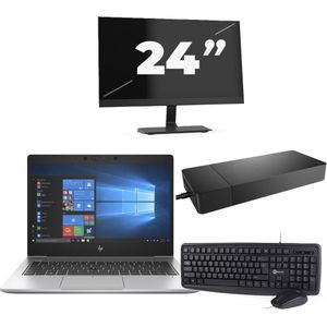 HP EliteBook 735 G6 - AMD Ryzen 3 PRO 3300U - 13 inch - 16GB RAM - 256GB SSD - Windows 11 Home + 1x 24 inch Monitor Nette Staat