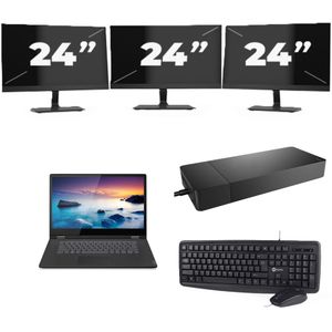 Lenovo IdeaPad C340-15IIL - Intel Core i7-10e Generatie - 15 inch - 16GB RAM - 256GB SSD - Windows 11 Home + 3x 24 inch Monitor Zichtbare schade