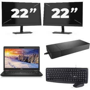 Dell Latitude E5490 - Intel Core i5-8e Generatie - 14 inch - 16GB RAM - 256GB SSD - Windows 11 Home + 2x 22 inch Monitor Zichtbare schade