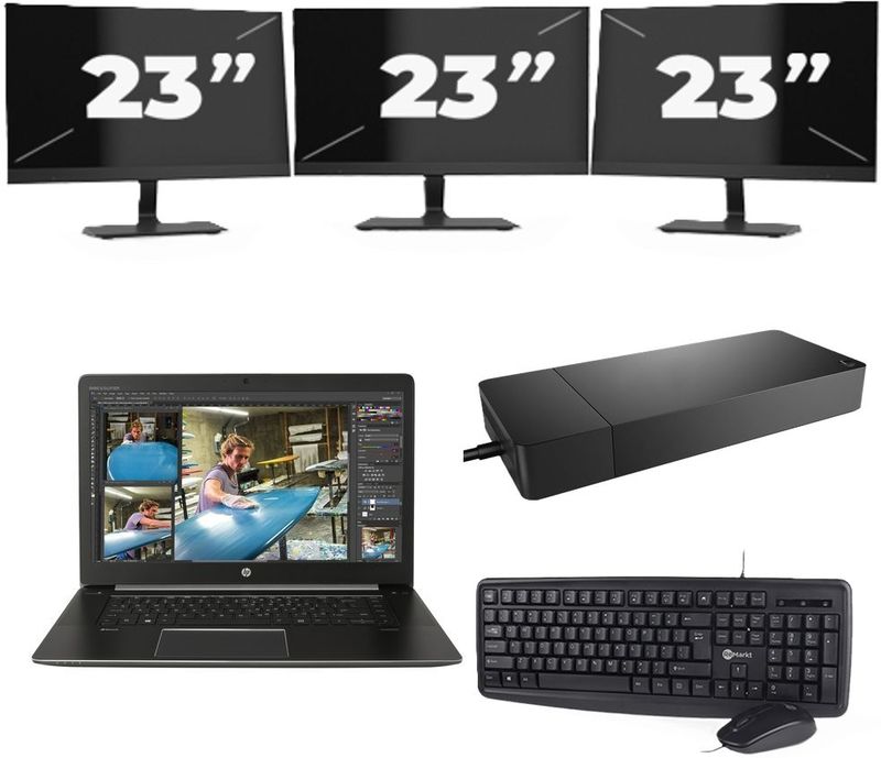 Lenovo Thinkpad L13 G3 - Intel Core i5-13e Generatie - 13 inch - 16GB RAM - 256GB SSD - Windows 11 Home + 3x 23 inch Monitor Zichtbaar gebruikt