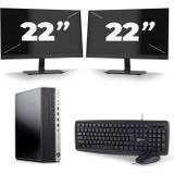 HP EliteDesk 800 G3 SFF - Intel Core i5-6e Generatie - 8GB RAM - 256GB SSD - Windows 11 + 2x 22 inch Monitor Nette Staat