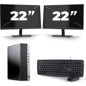 HP EliteDesk 800 G3 SFF - Intel Core i5-6e Generatie - 8GB RAM - 256GB SSD - Windows 11 + 2x 22 inch Monitor Nette Staat