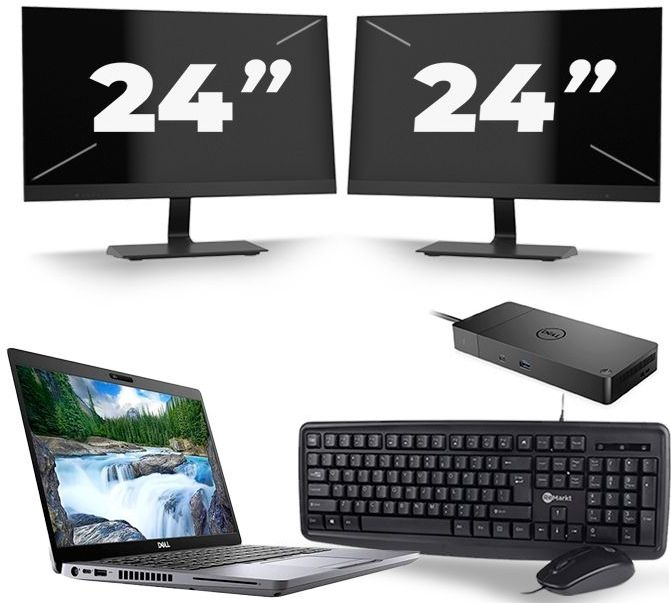 Dell Latitude 5410 - Intel Core i5-10e Generatie - 14 inch - 16GB RAM - 512GB SSD - Windows 11 + 2x 24 inch Monitor Nette Staat