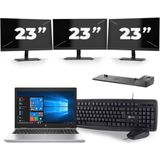 HP ProBook 650 G5 - Intel Core i5-8e Generatie - 15 inch - 16GB RAM - 256GB SSD - Windows 11 + 3x 23 inch Monitor Nette Staat