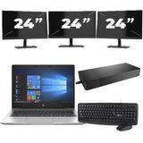 HP EliteBook 735 G6 - AMD Ryzen 5 PRO 3500U - 13 inch - 16GB RAM - 256GB SSD - Windows 10 + 3x 24 inch Monitor Zichtbaar gebruikt