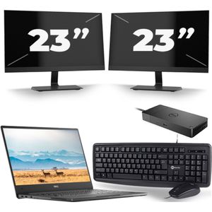 Dell Latitude 7370 - Intel Core m7-6e Generatie - 13 inch - 8GB RAM - 256GB SSD - Windows 11 Home + 2x 23 inch Monitor Zichtbaar gebruikt