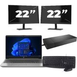 HP 250 G8 - Intel Core i3-11e Generatie - 15 inch - 16GB RAM - 256GB SSD - Windows 11 Home + 2x 22 inch Monitor Zichtbare schade