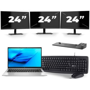 HP EliteBook 840 G7 - Intel Core i5-10e Generatie - 14 inch - 16GB RAM - 512GB SSD - Windows 11 + 3x 24 inch Monitor Zichtbare schade