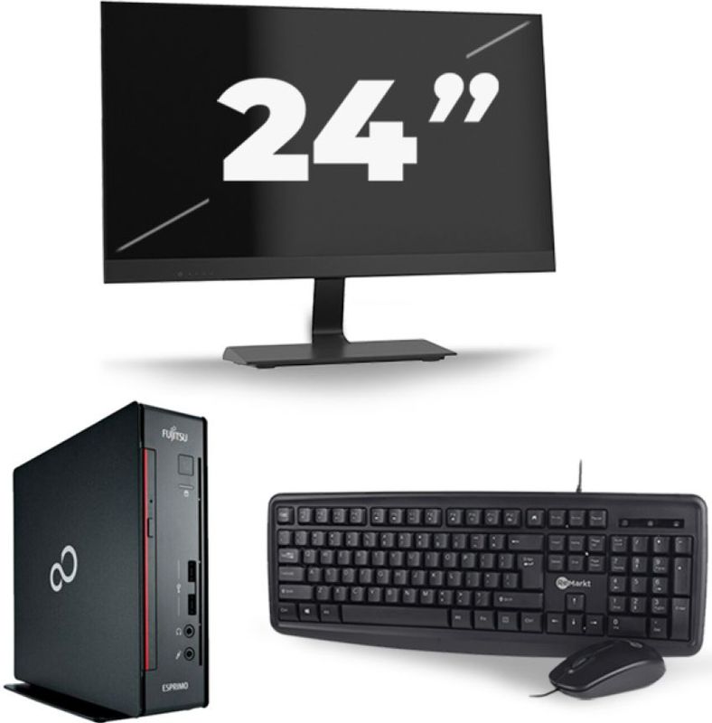 Fujitsu Esprimo Q556 USFF - Intel Core i7-6e Generatie - 16GB RAM - 256GB SSD - Windows 11 + 1x 24 inch Monitor Nette Staat