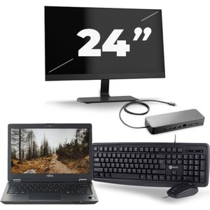 Fujitsu LifeBook U727 - Intel Core i7-7e Generatie - 12 inch - 16GB RAM - 256GB SSD - Windows 11 + 1x 24 inch Monitor Nette Staat