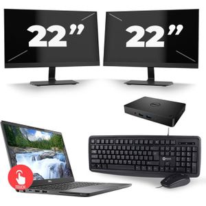 Dell Latitude 7300 - Intel Core i5-8e Generatie - 13 inch - Touch - 16GB RAM - 256GB SSD - Windows 11 Home + 2x 22 inch Monitor Zichtbaar gebruikt