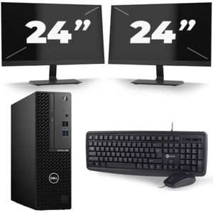 Dell Optiplex 3080 Micro USFF - Intel Core i5-10e Generatie - 16GB RAM - 256GB SSD - Windows 11 + 2x 24 inch Monitor Nette Staat