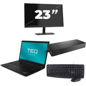 Lenovo ThinkPad T490s - Intel Core i7-8e Generatie - 14 inch - 16GB RAM - 256GB SSD - Windows 11 Home + 1x 23 inch Monitor Zichtbare schade