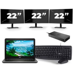 Dell Latitude 3380 - Intel Core i3-6e Generatie - 13 inch - 8GB RAM - 256GB SSD - Windows 11 + 3x 22 inch Monitor Zichtbaar gebruikt