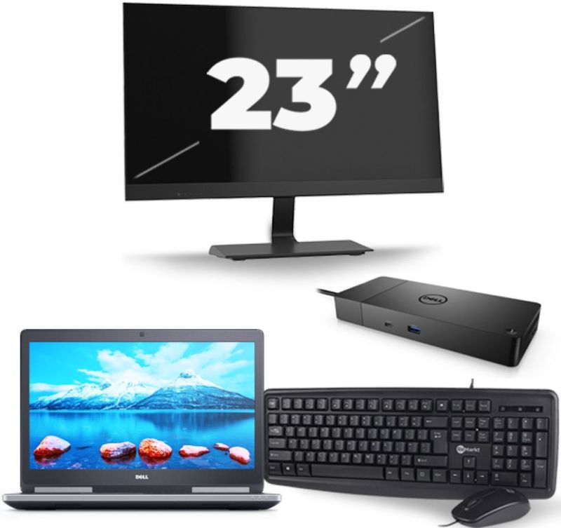 Dell Precision 7520 - Intel Core i7-7e Generatie - 15 inch - 16GB RAM - 256GB SSD - Windows 11 + 1x 23 inch Monitor Nette Staat