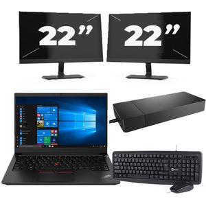 Lenovo ThinkPad E14 Gen 3 - AMD Ryzen 3 5300U - 14 inch - 16GB RAM - 256GB SSD - Windows 11 Home + 2x 22 inch Monitor Nette Staat