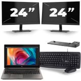 HP ZBook 15 G6 - Intel Core i9-9e Generatie - 15 inch - 16GB RAM - 512GB SSD - Windows 11 Home + 2x 24 inch Monitor Zichtbaar gebruikt