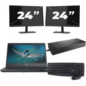 Fujitsu LIFEBOOK U7311 - Intel Core i5-11e Generatie - 13 inch - 16GB RAM - 256GB SSD - Windows 11 Home + 2x 24 inch Monitor Nette Staat