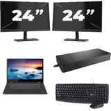 Lenovo IdeaPad C340-15IIL - Intel Core i7-10e Generatie - 15 inch - 16GB RAM - 256GB SSD - Windows 11 Home + 2x 24 inch Monitor Zichtbare schade