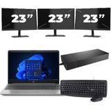 HP 250 G8 - Intel Core i5-11e Generatie - 15 inch - 16GB RAM - 256GB SSD - Windows 11 Home + 3x 23 inch Monitor Zichtbare schade