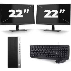 HP EliteDesk 800 G3 Micro Tower - Intel Core i3-6e Generatie - 8GB RAM - 128GB SSD - Windows 11 + 2x 22 inch Monitor Nette Staat