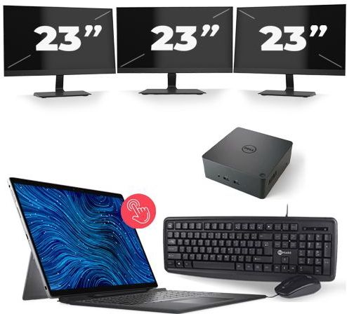 Dell Latitude 7320 - Intel Core i5-11e Generatie - 13 inch - 16GB RAM - 512GB SSD - Windows 11 Home + 3x 23 inch Monitor Zichtbaar gebruikt