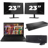 Lenovo ThinkPad T15 - Intel Core i7-10e Generatie - 15 inch - 16GB RAM - 256GB SSD - Windows 11 Home + 2x 23 inch Monitor Nette Staat