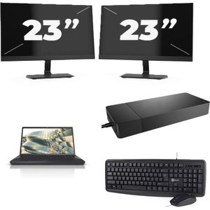 Fujitsu Lifebook A3510 - Intel Core i3-10e Generatie - 15 inch - 16GB RAM - 256GB SSD - Windows 11 Home + 2x 23 inch Monitor Nette Staat