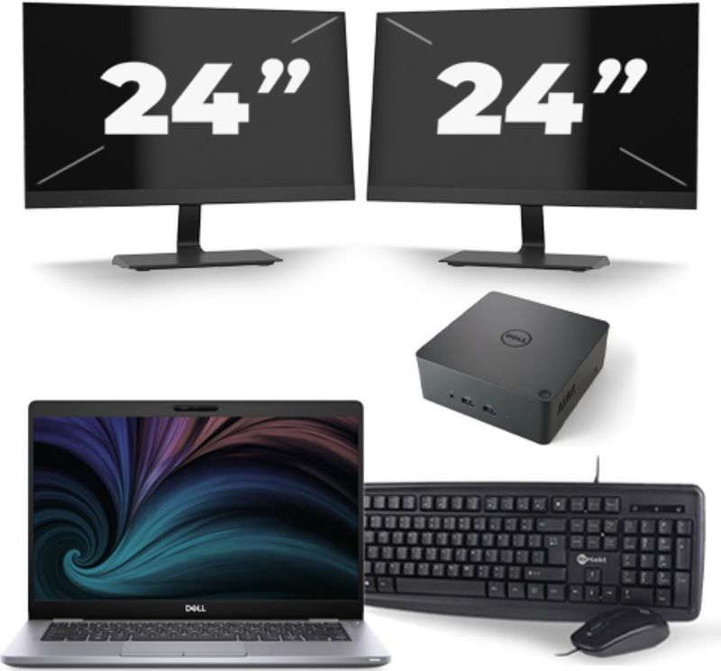 Dell Latitude 5310 - Intel Core i7-10e Generatie - 13 inch - 16GB RAM - 256GB SSD - Windows 11 + 2x 24 inch Monitor Zichtbaar gebruikt