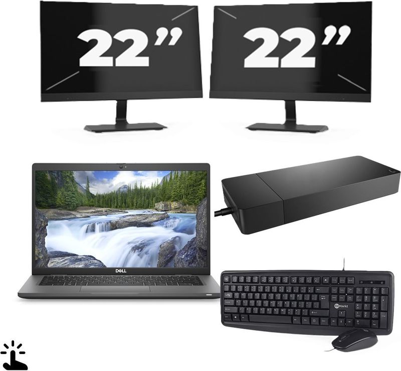 Dell Latitude 7330 - Intel Core i7-12e Generatie - 13 inch - Touch - 32GB RAM - 256GB SSD - Windows 11 Home + 2x 22 inch Monitor Nette Staat