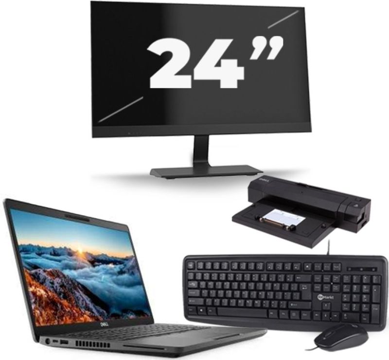 Dell Latitude 5400 - Intel Core i5-8e Generatie - 14 inch - 16GB RAM - 256GB SSD - Windows 11 + 1x 24 inch Monitor Zichtbaar gebruikt