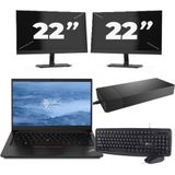 Lenovo ThinkPad E14 - Intel Core i3-10e Generatie - 14 inch - 16GB RAM - 256GB SSD - Windows 11 + 2x 22 inch Monitor Zichtbaar gebruikt