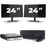 HP EliteDesk 800 G3 USFF - Intel Core i3-6e Generatie - 8GB RAM - 128GB SSD - Windows 11 + 2x 24 inch Monitor Nette Staat