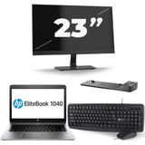 HP EliteBook Folio 1040 G3 - Intel Core i5-6e Generatie - 14 inch - 8GB RAM - 256GB SSD - Windows 11 + 1x 23 inch Monitor Nette Staat