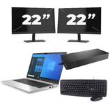 HP ProBook 430 G8 - Intel Core i3-11e Generatie - 13 inch - 16GB RAM - 256GB SSD - Windows 11 Home + 2x 22 inch Monitor Zichtbare schade