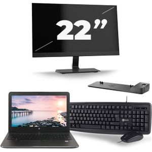 HP ZBook 15u G3 - Intel Core i7-6e Generatie - 15 inch - 16GB RAM - 512GB SSD - Windows 11 + 1x 22 inch Monitor Nette Staat