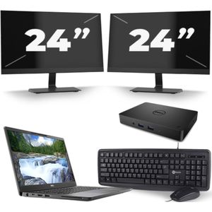 Dell Latitude 7300 - Intel Core i7-8e Generatie - 13 inch - 16GB RAM - 256GB SSD - Windows 11 + 2x 24 inch Monitor Nette Staat