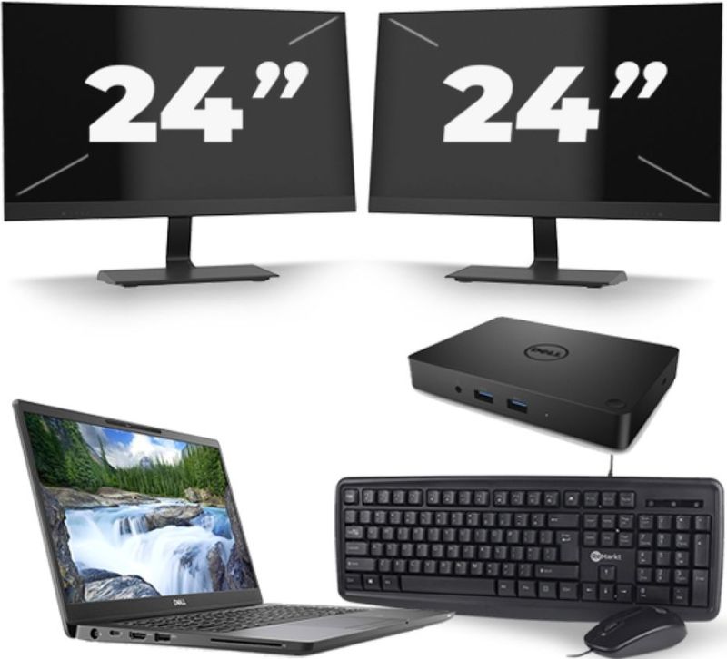 Dell Latitude 7300 - Intel Core i7-8e Generatie - 13 inch - 16GB RAM - 256GB SSD - Windows 11 + 2x 24 inch Monitor Nette Staat